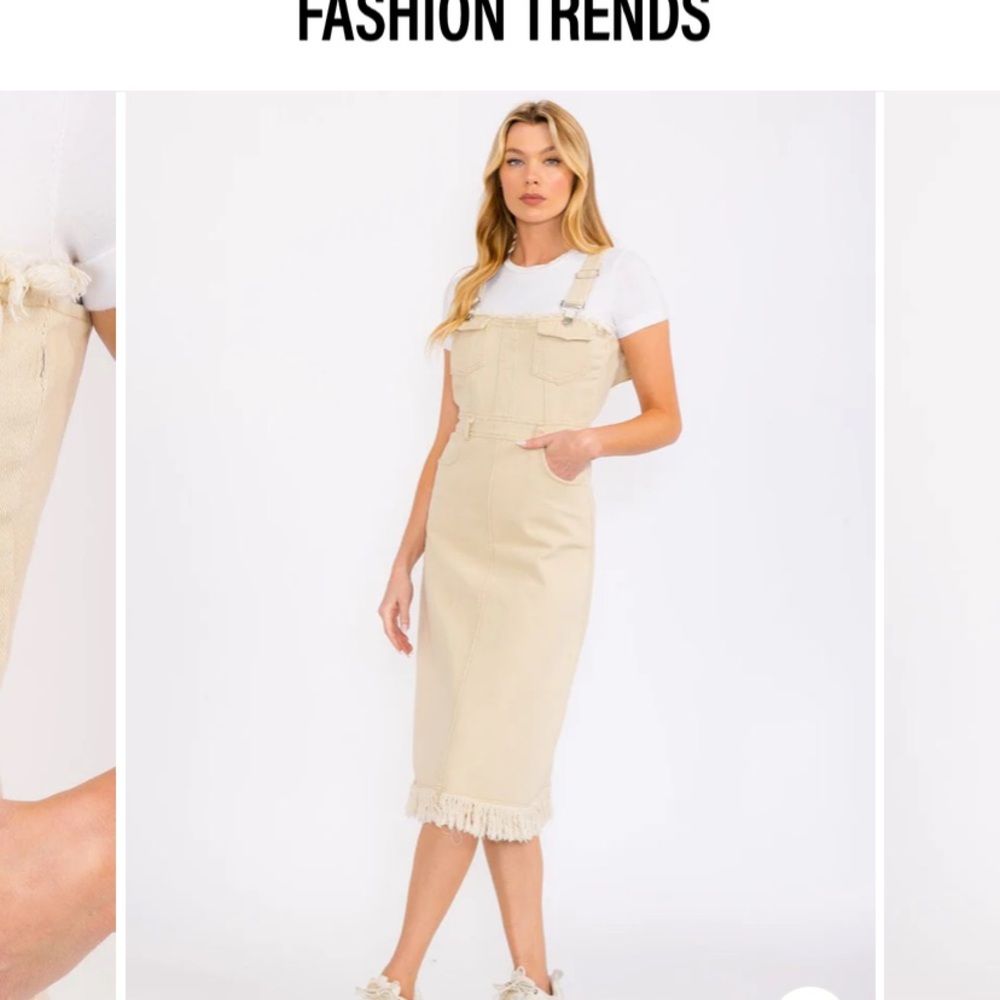 Khaki Denim Overall Dress, brand new